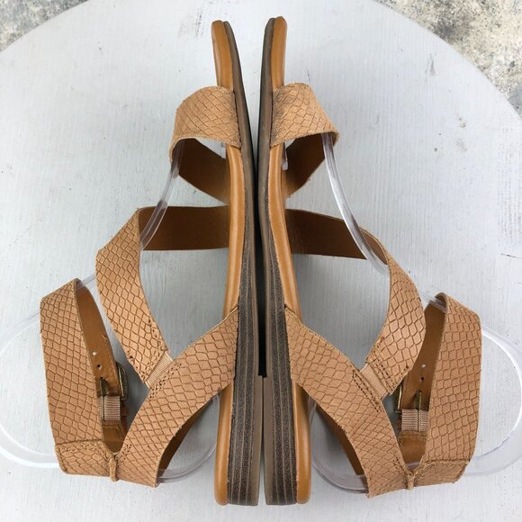 Franco Sarto Women's Size 7.5** Tan Leather Snake Embossed Flats Sandals - Picture 9 of 13